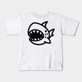 Stick Figure of a Shark in Black Ink Kids T-Shirt